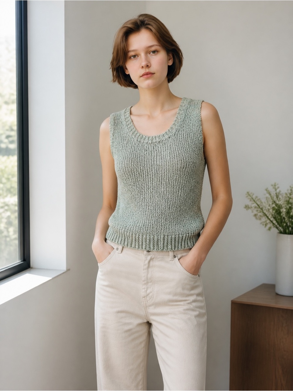 Dana Buchman Marled Knit Sleeveless Knit Top